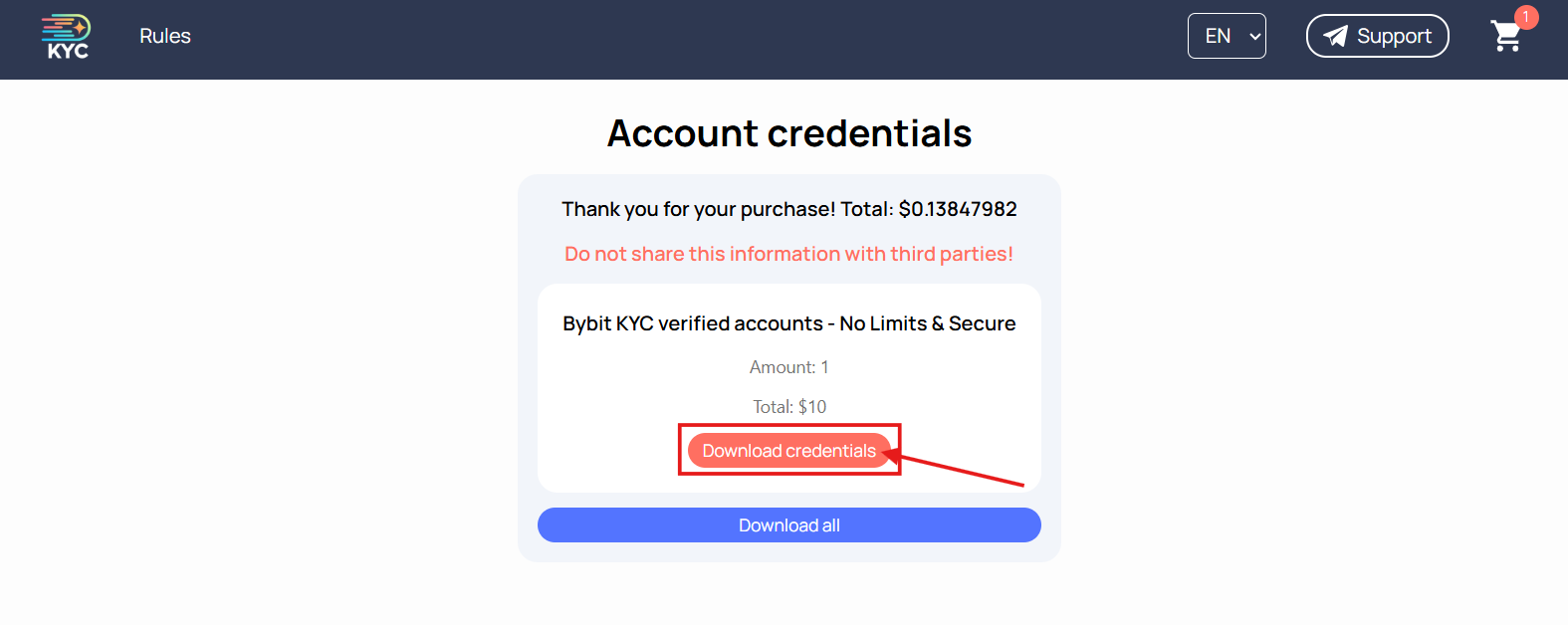 Example of purchase